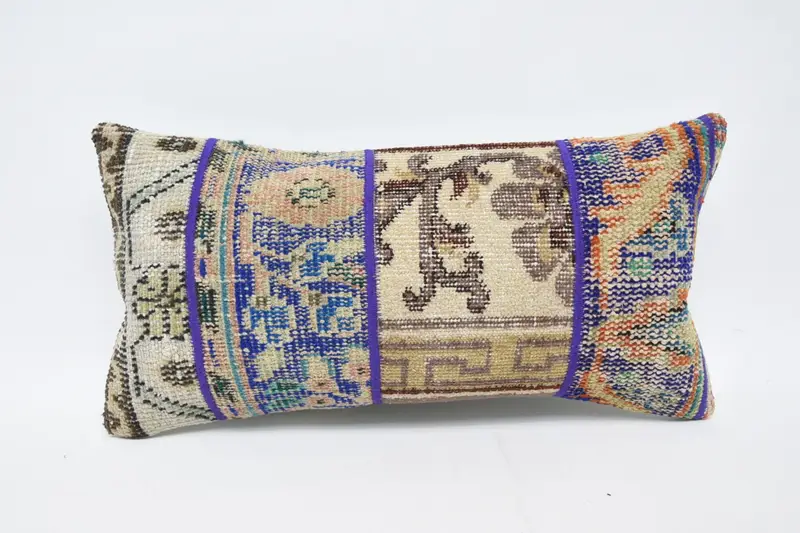 Blue Vintage Euro Sham, Moroccan 30x60 cm Pillow Cover, Bench Pillow Sham - 1