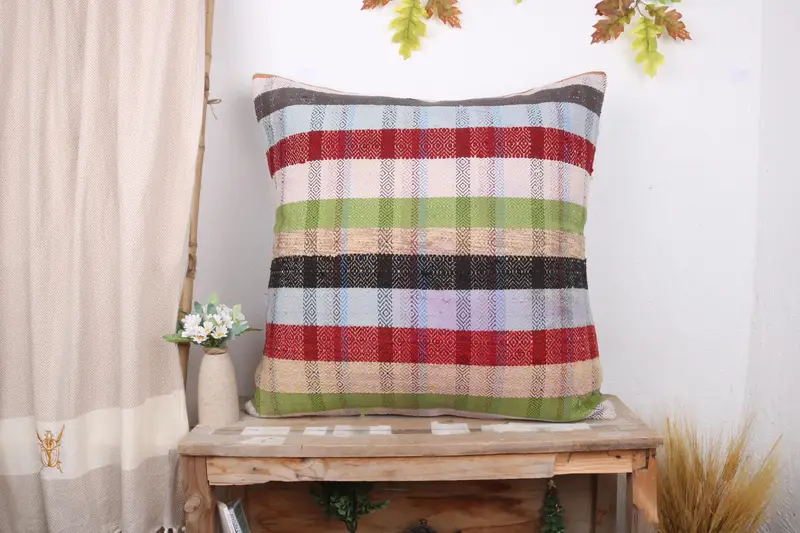 Vintage Pillow, 28x28 Red Pillow Sham, Pillow Cover, Kilim Pillow Cover, Nautical Throw Pillow, Turkish Kilim Pillow, Pastel Pillow Case - 1