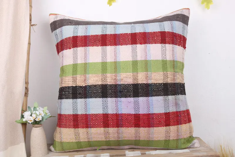 Vintage Pillow, 28x28 Red Pillow Sham, Pillow Cover, Kilim Pillow Cover, Nautical Throw Pillow, Turkish Kilim Pillow, Pastel Pillow Case - 2
