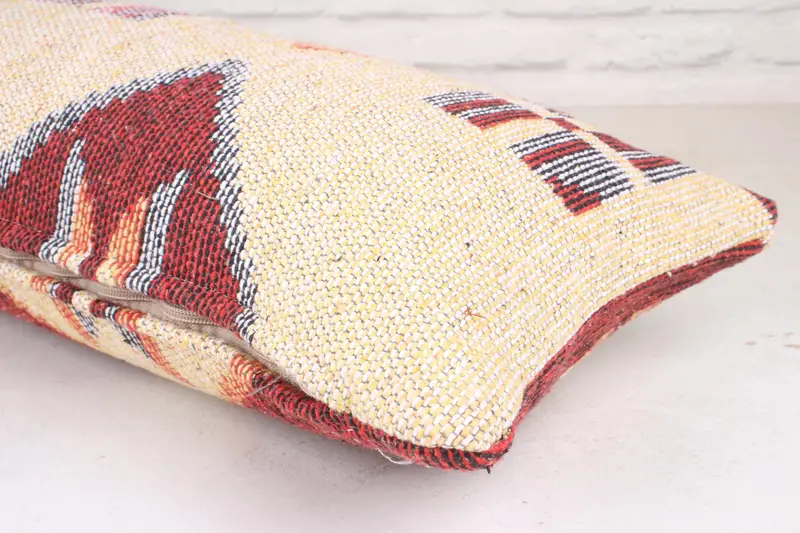 Handmade Kilim Cushion, Gift Pillow, Pillow Cover, Sofa Bolster Cushion Case, 12x36 Beige Pillow Cover, Vintage Kilim Pillow, Knitted Pillow Cover - 6