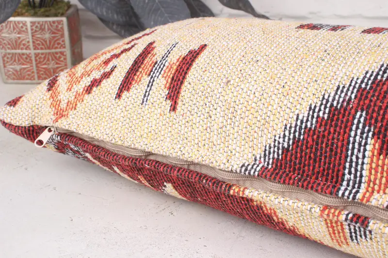 Handmade Kilim Cushion, Gift Pillow, Pillow Cover, Sofa Bolster Cushion Case, 12x36 Beige Pillow Cover, Vintage Kilim Pillow, Knitted Pillow Cover - 7