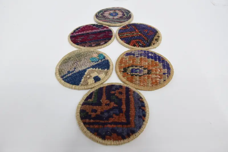 Bohemian Round Coaster, Blue and Orange Decorative Coaster