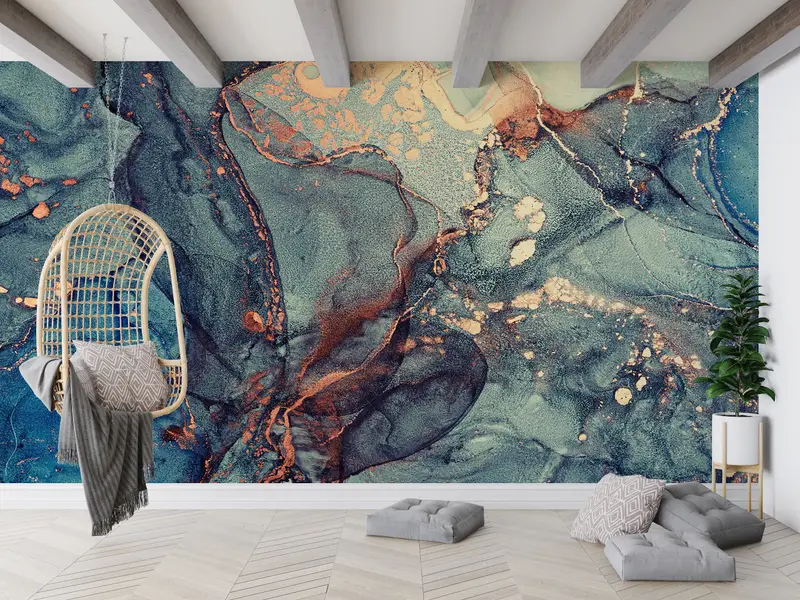 Sofistike Dekor için Zarif Baskılı Lüks Mermer Duvar Kağıdı