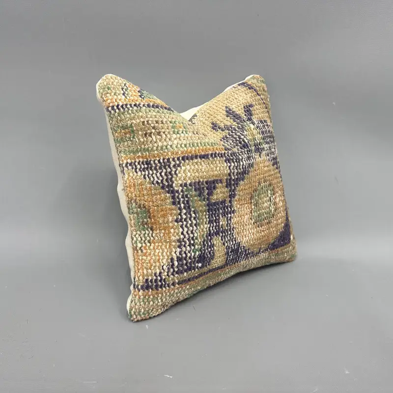 Pillow Case, Pillow for Sofa, Handmade Kilim Cushion, 12x12 Blue Cushion Cover, Personalized Gift Pillow Cushion, Turkish Kilim Pillow - 2