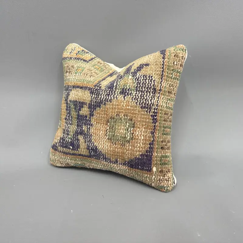 Pillow Case, Pillow for Sofa, Handmade Kilim Cushion, 12x12 Blue Cushion Cover, Personalized Gift Pillow Cushion, Turkish Kilim Pillow - 3