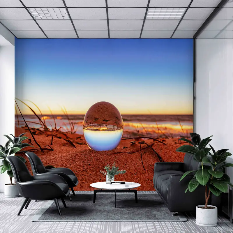 Crystal Ball Wall Poster, Reflection in Water Drop Wall Stickers, View Wall Stickers, Seascape Wall Print, Paper Anniversary, Glass Ball Art - 5