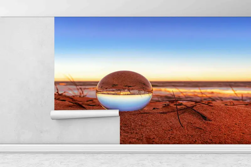 Crystal Ball Wall Poster, Reflection in Water Drop Wall Stickers, View Wall Stickers, Seascape Wall Print, Paper Anniversary, Glass Ball Art - 1