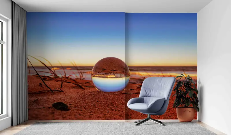 Crystal Ball Wall Poster, Reflection in Water Drop Wall Stickers, View Wall Stickers, Seascape Wall Print, Paper Anniversary, Glass Ball Art - 4