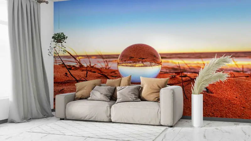 Crystal Ball Wall Poster, Reflection in Water Drop Wall Stickers, View Wall Stickers, Seascape Wall Print, Paper Anniversary, Glass Ball Art - 6