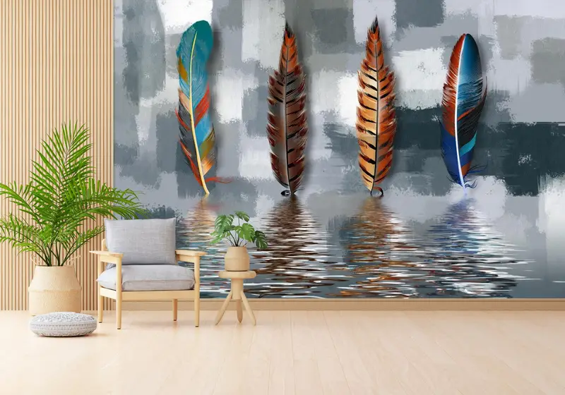 Tüyden Esinlenen Baskılı Duvar Kağıdı: Yağlı Çağdaş Zarafet