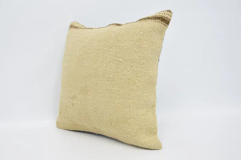 Pillow for Sofa, Pillow, 16x16 Beige Pillow, Ethnical Kilim Rug Pillow, Sofa Bolster Pillow Sham, Vintage Kilim Throw Pillow, Lounge Throw Cushion - 4