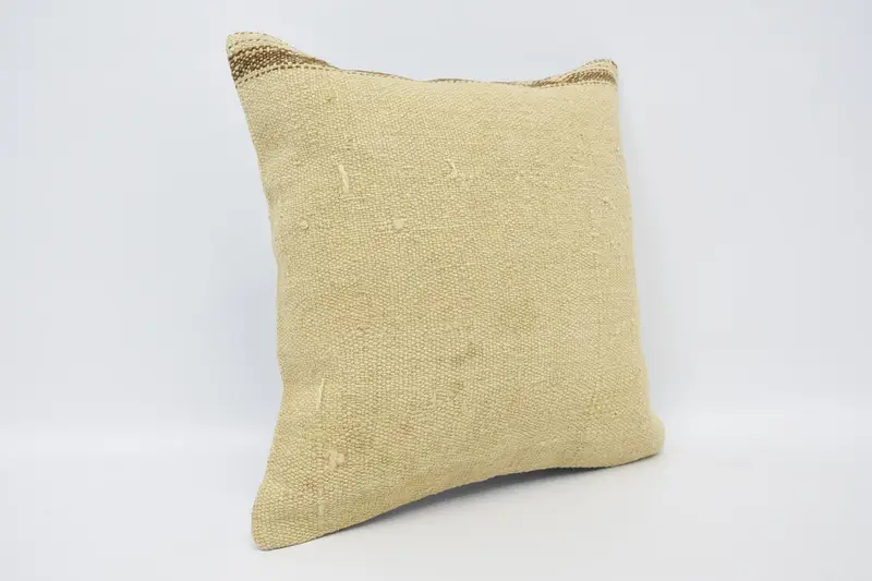 Pillow for Sofa, Pillow, 16x16 Beige Pillow, Ethnical Kilim Rug Pillow, Sofa Bolster Pillow Sham, Vintage Kilim Throw Pillow, Lounge Throw Cushion - 3