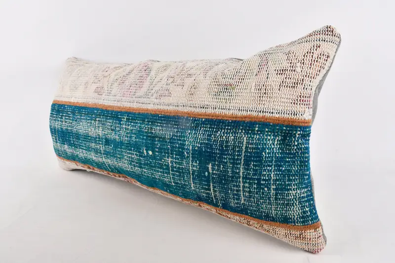 16x36 Blue Pillow Cover, Kilim Pillow, Handmade Kilim Cushion, Pillow Sham, Boho Pillow Sham Cover, Cozy Throw Pillow Case, Oriental Pillow - 4