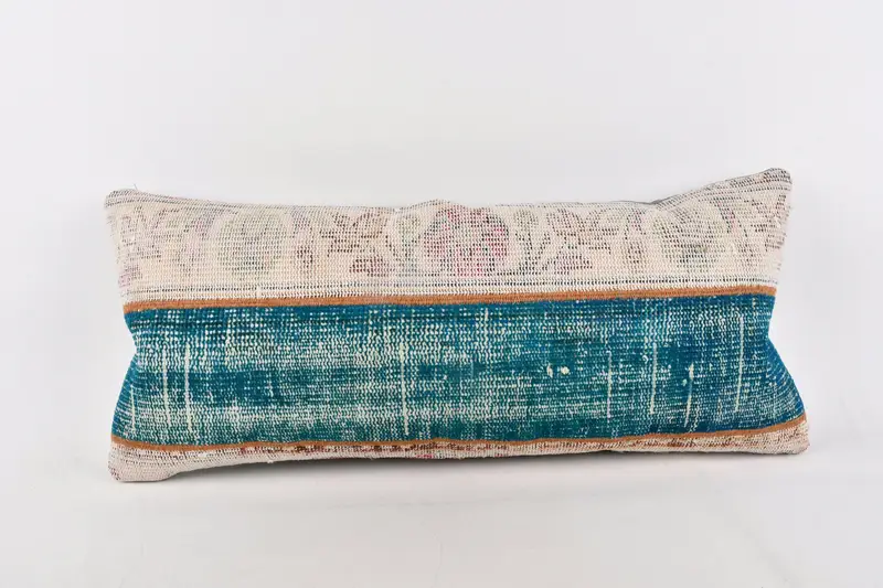 16x36 Blue Pillow Cover, Kilim Pillow, Handmade Kilim Cushion, Pillow Sham, Boho Pillow Sham Cover, Cozy Throw Pillow Case, Oriental Pillow - 1
