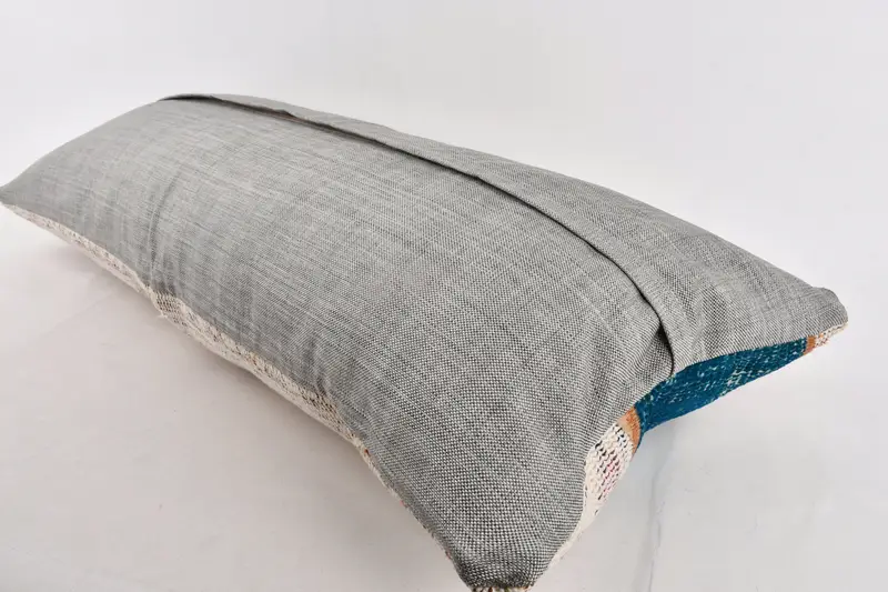 16x36 Blue Pillow Cover, Kilim Pillow, Handmade Kilim Cushion, Pillow Sham, Boho Pillow Sham Cover, Cozy Throw Pillow Case, Oriental Pillow - 7
