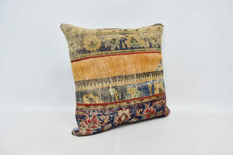 Authentic Pillow, Handwoven Pillow Cover Pillow, Pillow, Turkish Pillow, Turkish Kilim Pillow, Pillow for Couch, 24x24 Orange Pillow Case - 3