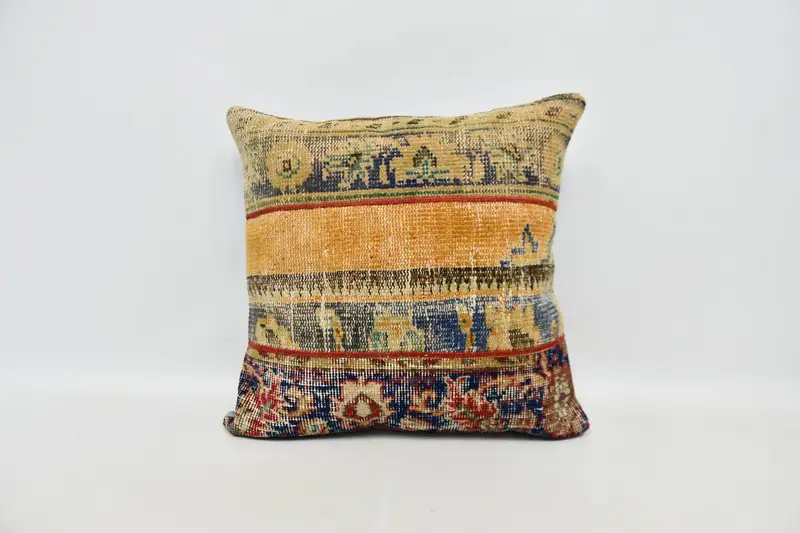 Authentic Pillow, Handwoven Pillow Cover Pillow, Pillow, Turkish Pillow, Turkish Kilim Pillow, Pillow for Couch, 24x24 Orange Pillow Case - 1