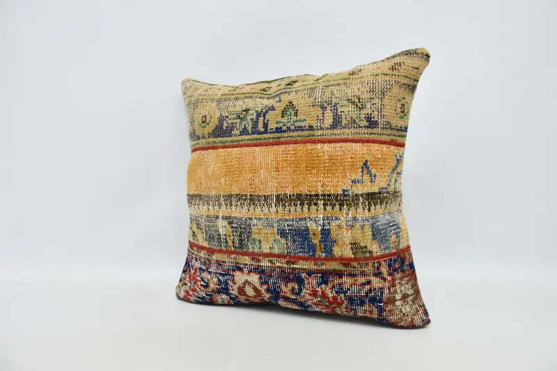 Authentic Pillow, Handwoven Pillow Cover Pillow, Pillow, Turkish Pillow, Turkish Kilim Pillow, Pillow for Couch, 24x24 Orange Pillow Case - 4