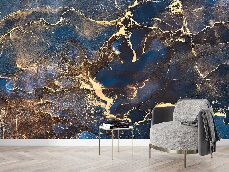 Zarif Altın Mermer Baskılı Duvar Kağıdı: Lüks Ev Dekorasyonu