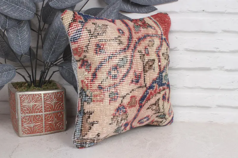 Pillow Sham, Home Decor Pillow, Floor Pillow Cover, Interior Designer Pillow, Turkish Kilim Pillow, Custom Pillow Case, 12x12 Beige Pillow Sham - 4