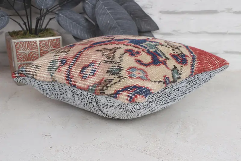 Pillow Sham, Home Decor Pillow, Floor Pillow Cover, Interior Designer Pillow, Turkish Kilim Pillow, Custom Pillow Case, 12x12 Beige Pillow Sham - 6