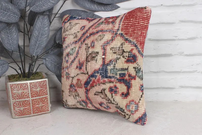 Pillow Sham, Home Decor Pillow, Floor Pillow Cover, Interior Designer Pillow, Turkish Kilim Pillow, Custom Pillow Case, 12x12 Beige Pillow Sham - 3