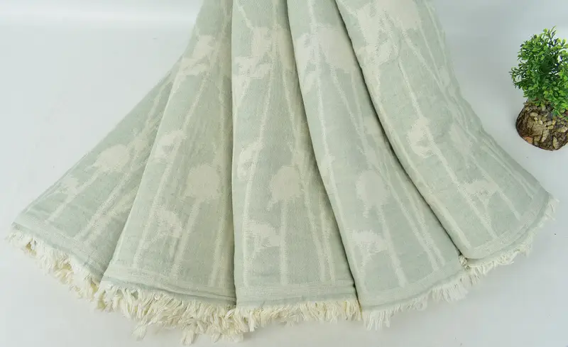 Couch Throw Blanket, 92x84 Cotton Floral Design Towel, Turkish Blanket, Decorative Bedspread, Monogram Blanket, Decorative Blanket, Turkish Bedcover - 6