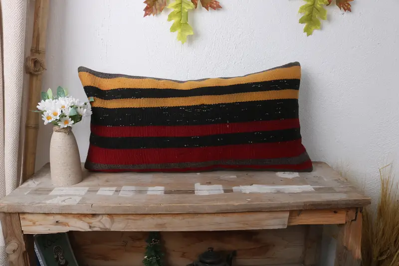 Aesthetic Pillow Cover, Cushion Cover, Wholesale Pillow Sham, Boho Pillow, Anatolian Pillow, Gift Pillow, 12x24 Yellow Pillow Case, Vintage Pillow - 1