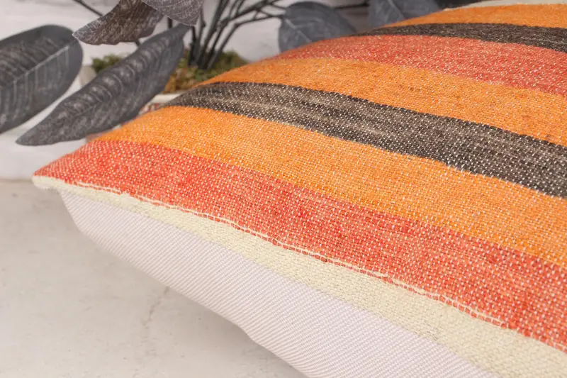 Pillow, Shabby Chic Pillow Sham, Ethnical Kilim Rug Pillow, Turkish Kilim Pillow, Outdoor Pillow Sham, 18x18 Brown Pillow Case, Vintage Pillow - 7