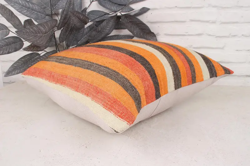 Pillow, Shabby Chic Pillow Sham, Ethnical Kilim Rug Pillow, Turkish Kilim Pillow, Outdoor Pillow Sham, 18x18 Brown Pillow Case, Vintage Pillow - 6