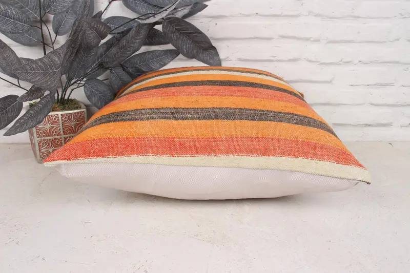 Pillow, Shabby Chic Pillow Sham, Ethnical Kilim Rug Pillow, Turkish Kilim Pillow, Outdoor Pillow Sham, 18x18 Brown Pillow Case, Vintage Pillow - 5