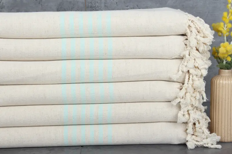 Striped Towel Mint Linen Beige, Beach Towel LGBTQ Pride, 36x67 Inches