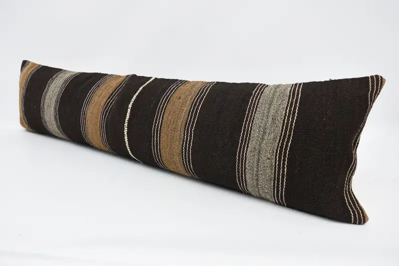 Traditional Pillow, 12x48 Brown Pillow Cover, One Of A Kind Pillow Cover, Vintage Kilim Pillow, Pillow Case, Boho Pillow, Home Decor Pillow - 4