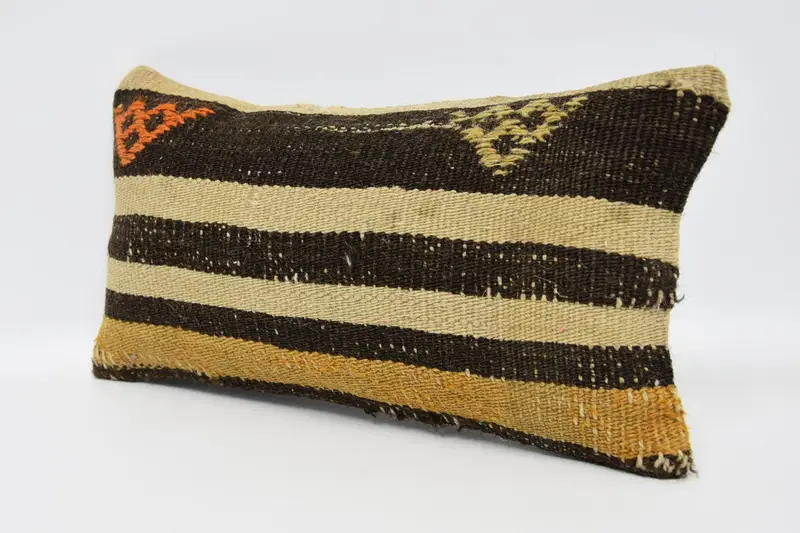 Handmade Kilim Cushion, Sustainable Pillow, 8x16 Beige Pillow Sham, Vintage Kilim Throw Pillow, Vintage Kilim Pillow, Anatolian Pillow Sham, Pillow - 4