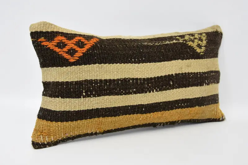 Handmade Kilim Cushion, Sustainable Pillow, 8x16 Beige Pillow Sham, Vintage Kilim Throw Pillow, Vintage Kilim Pillow, Anatolian Pillow Sham, Pillow - 3