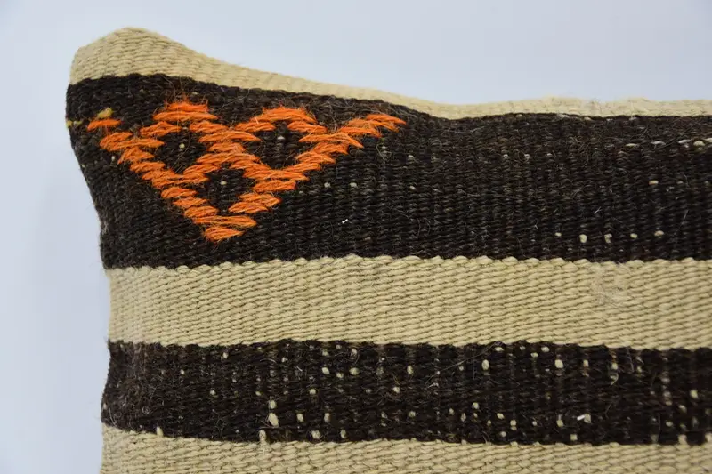 Handmade Kilim Cushion, Sustainable Pillow, 8x16 Beige Pillow Sham, Vintage Kilim Throw Pillow, Vintage Kilim Pillow, Anatolian Pillow Sham, Pillow - 2