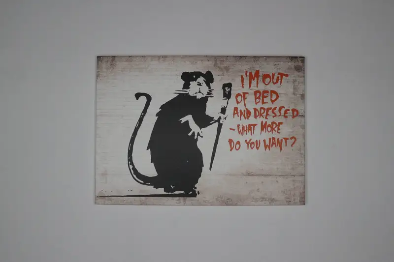 Banksy Out of Bed Rat, Canvas Wall Art, Banksy Mouse Artwork, I'm Out Of Bed Poster, Mouse Graffiti Canvas, Banksy Wall Art, Home Decor, - 6