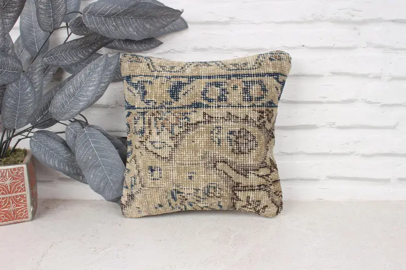 Outdoor Bolster Cushion Cover, Gift Pillow, 12x12 Beige Pillow, Cushion Case, Aesthetic Cushion Cover, Interior Designer Pillow, Home Decor Pillow - 1