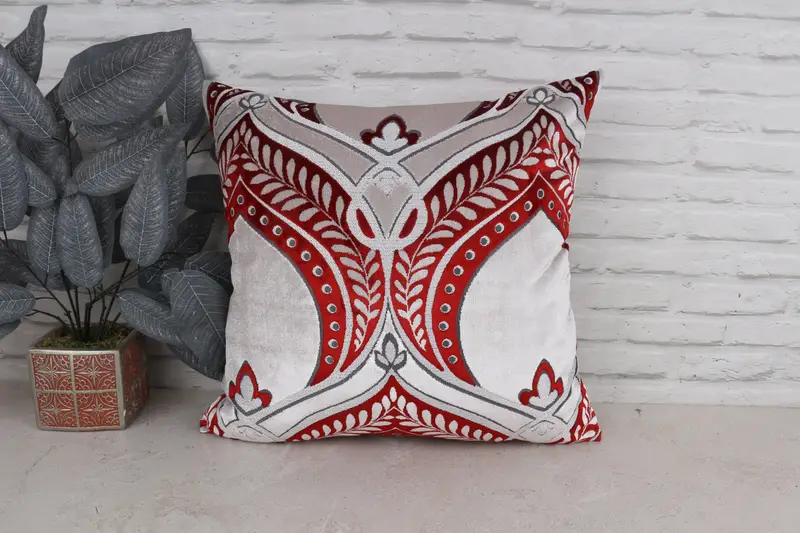 Aztec Cushion Cover, Cushion, Garden Cushion, Nomadic Cushion, Turkish Pillow, Vintage Kilim Throw Pillow, Boho Pillow, 20x20 Red Pillow Cover - 1