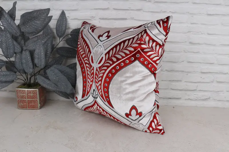Aztec Cushion Cover, Cushion, Garden Cushion, Nomadic Cushion, Turkish Pillow, Vintage Kilim Throw Pillow, Boho Pillow, 20x20 Red Pillow Cover - 4