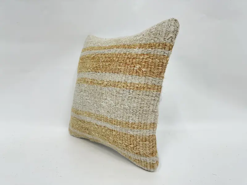 Vintage Kilim Throw Pillow, Interior Designer Pillow, 12x12 Beige Pillow Case, Vintage Pillow, Vintage Pillow Sham, Pillow Sham - 4
