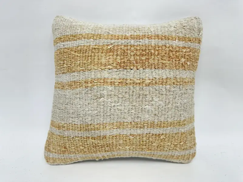 Vintage Kilim Throw Pillow, Interior Designer Pillow, 12x12 Beige Pillow Case, Vintage Pillow, Vintage Pillow Sham, Pillow Sham - 1
