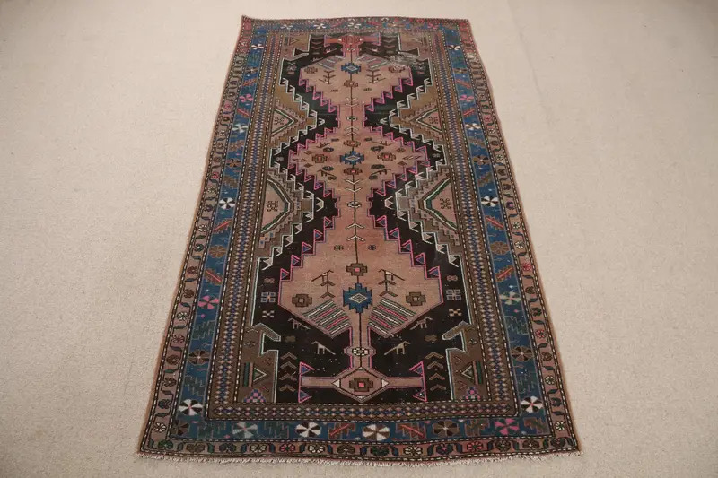 Kahverengi, Pembe Patchwork Halı 0,4x7,4 ft, Benzersiz Tasarım