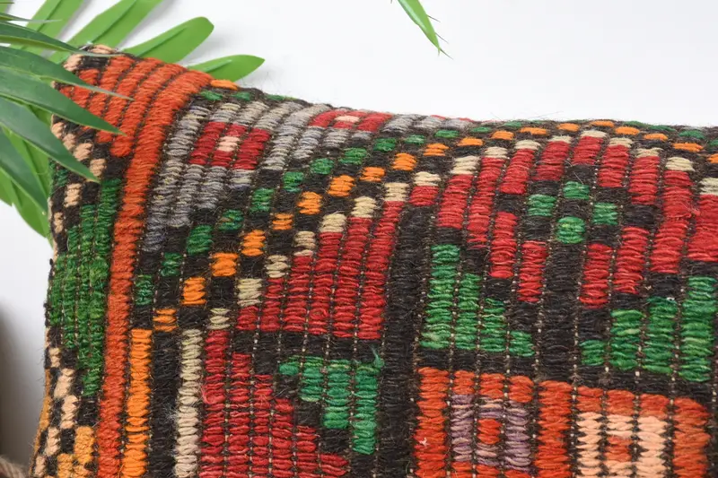 Colorful Cushion Cover, 12x36 Red Pillow, Bohemian Cushion Pillow, Pillow for Couch, Boho Pillow, Kilim Cushion Sham, Pillow - 2
