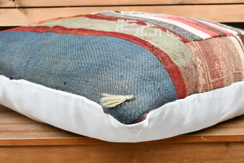 Ethnical Kilim Rug Pillow, Cushion, Vintage Kilim Throw Pillow, Vintage Pillow, Indoor Pillow Cover, 28x28 Beige Cushion Cover - 3