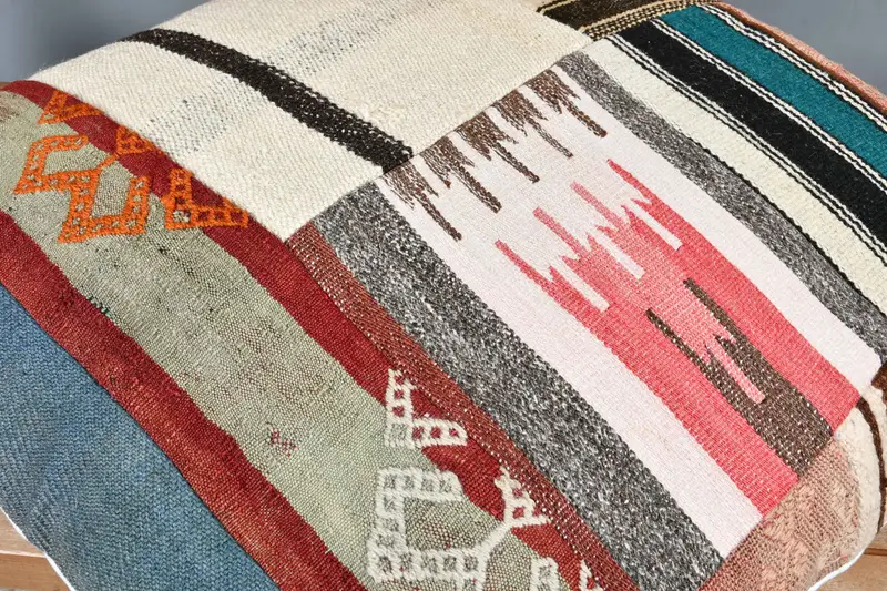 Ethnical Kilim Rug Pillow, Cushion, Vintage Kilim Throw Pillow, Vintage Pillow, Indoor Pillow Cover, 28x28 Beige Cushion Cover - 4