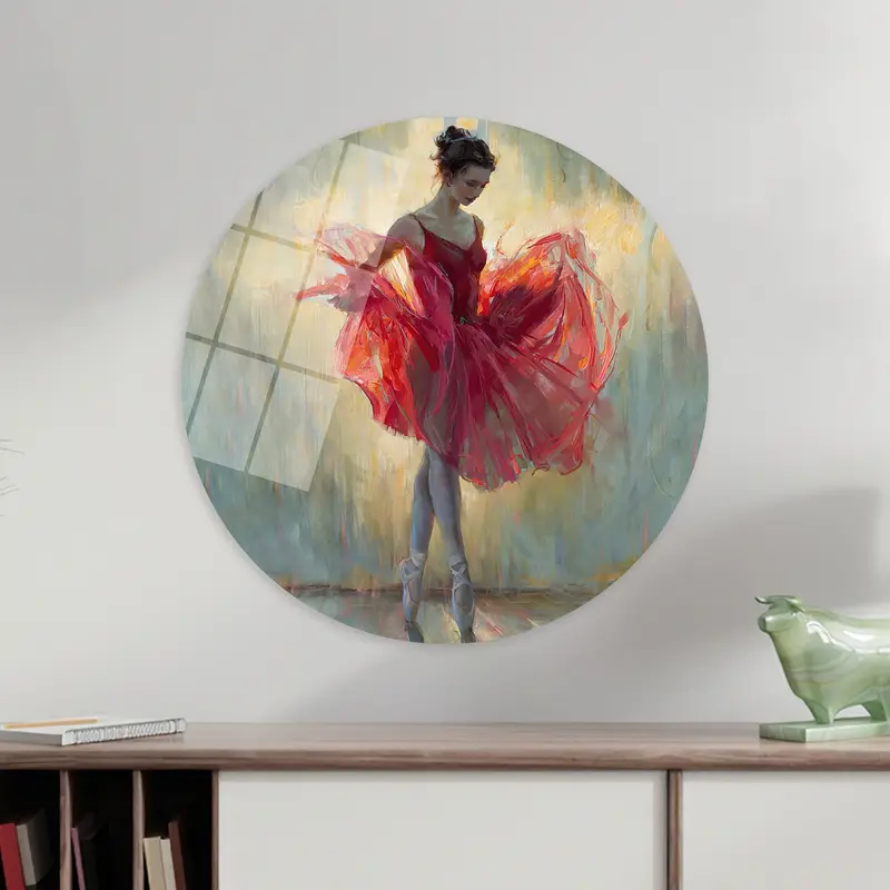 Modern Woman Canvas: Elegant Red Dress Print for Home Decor