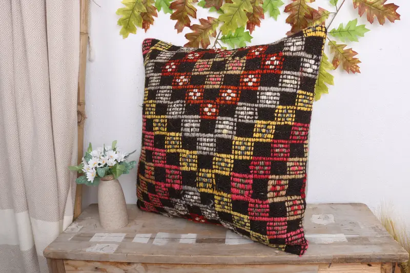 20x20 Yellow Pillow Sham, Turkish Pillow, Custom Pillow Case, Turkish Kilim Pillow, Turkish Rugs Cushion Cover, Kilim Cushion Sham, Cushion - 4