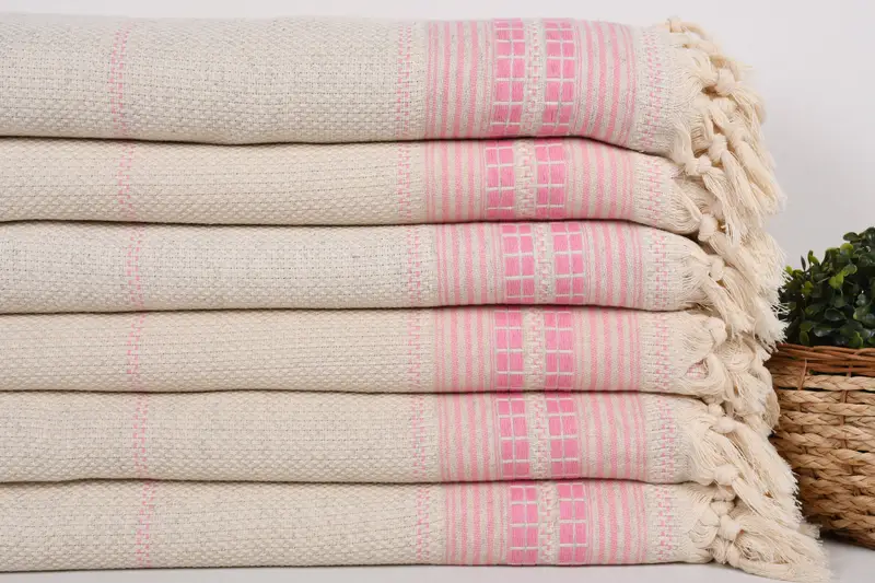 96x94 Linen Striped Towel, Throw Blanket Couch, Tablecloth, Home Decor Gifts, Wedding Anniversary Gift, Custom Blanket, Halloween Bachelorette Party - 3