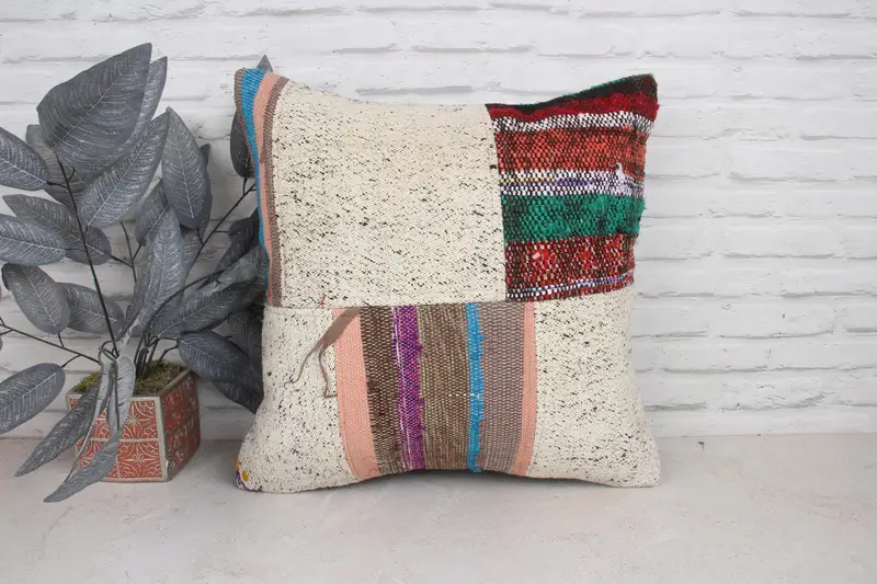 Pillow Case, Wholesale Pillow Case, Antique Pillows, Cotton Pillow Case, 20x20 Beige Cushion Cover, Pillow for Couch, Boho Pillow - 1